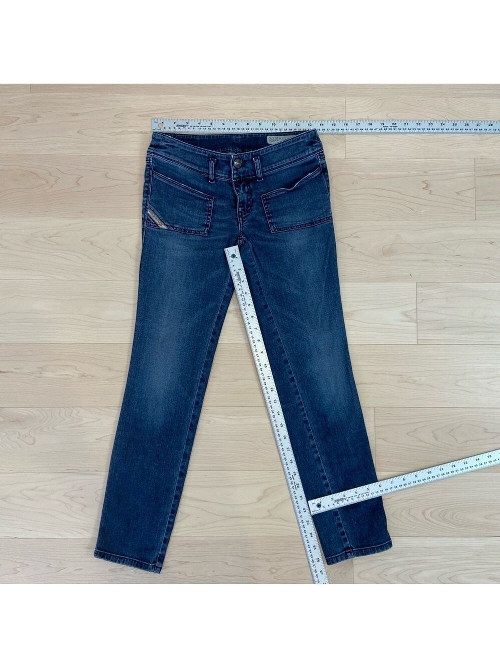 Diesel jeans Husky slim skinny low rise leather black tag blue stretch denim 25 - Picture 9 of 13